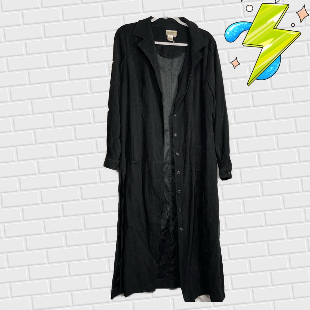 Vintage custom Side slit long coat black Petite X Large